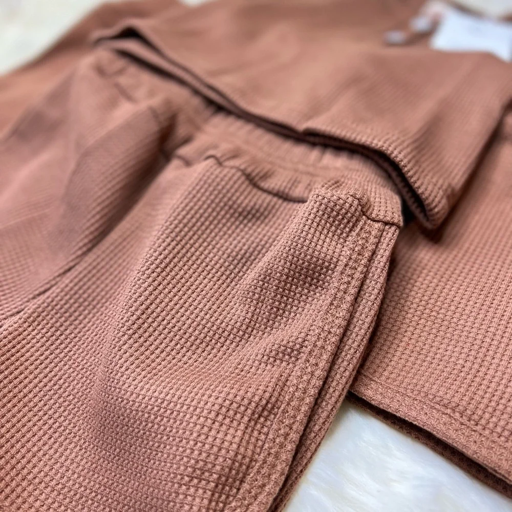 Hazelnut Hugs, Waffle Knit, Two-Piece Set - Picture 4 of 6